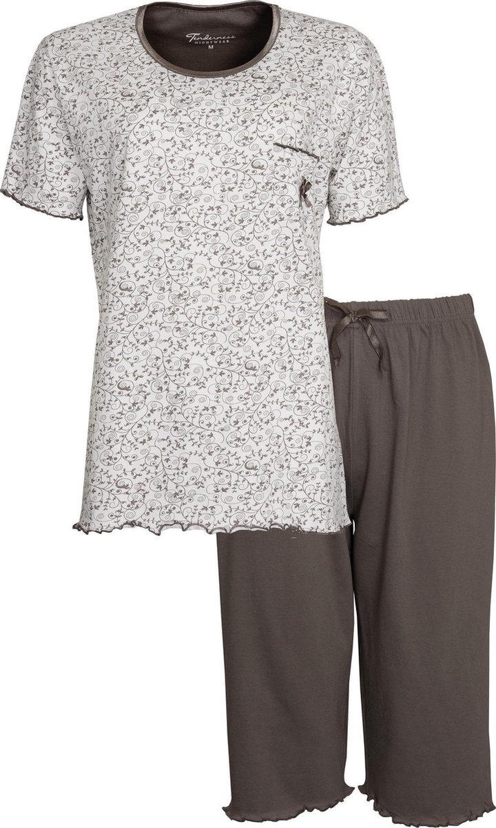 Tenderness Dames Pyjama Bruin Drie kwart broek TEPYD1001A Maten: M