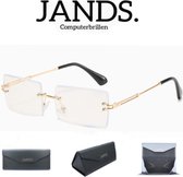 JANDS. NR.4 - Computerbril - Met Hardcase - Blauw Licht Bril - Blue Light Glasses - Beeldschermbril - Tegen Vermoeide Ogen - Zonder Sterkte - Unisex - Goud - Met Gratis Accessoires