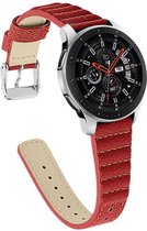 Smartwatch bandje - Geschikt voor Samsung Galaxy Watch 5 (incl. Pro) en Galaxy Watch 4, Watch 3 41mm, Active 2, 20mm horlogebandje - PU leer - Fungus - Stiksel - Rood