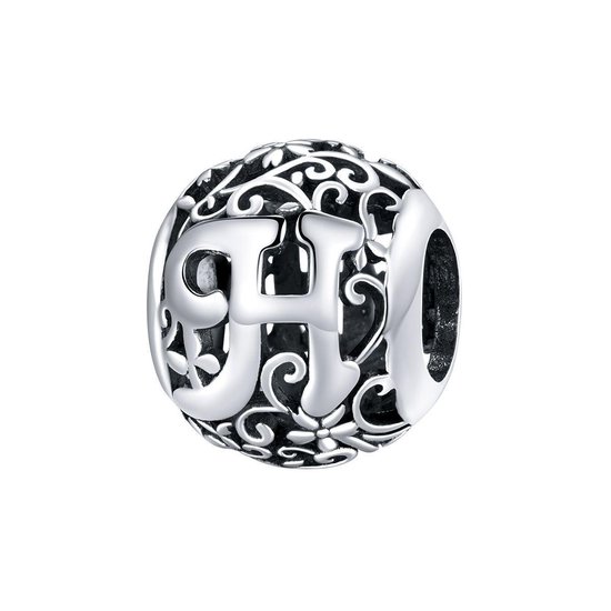 Letter H romantisch bedel | alfabet bead | Zilverana | geschikt voor alle bekende merken | 925 zilver | moederdag
