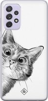 Samsung A72 hoesje siliconen - Peekaboo | Samsung Galaxy A72 case | zwart | TPU backcover transparant