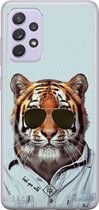 Samsung A72 hoesje siliconen - Tijger wild | Samsung Galaxy A72 case | blauw | TPU backcover transparant