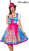 Dirndline Kostuum jurk -L- Dirndl Oktoberfest Blauw/Roze