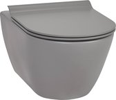 Ben Segno Hangtoilet - met Toiletbril - Xtra Glaze+ Free Flush - Beton Grijs - WC Pot - Toiletpot - Hangend Toilet
