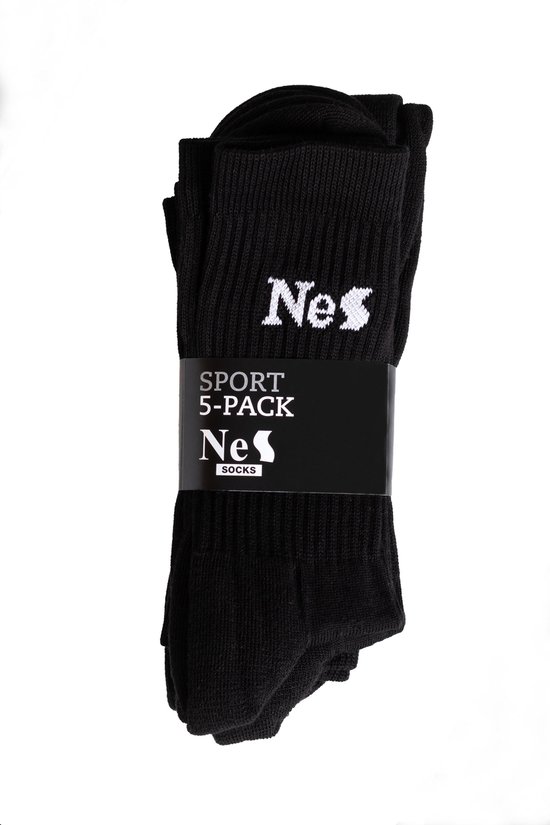 NeS 5 Pack - Chaussettes casual - Zwart - Chaussettes de tennis - Chaussettes de sport Taille 39-42