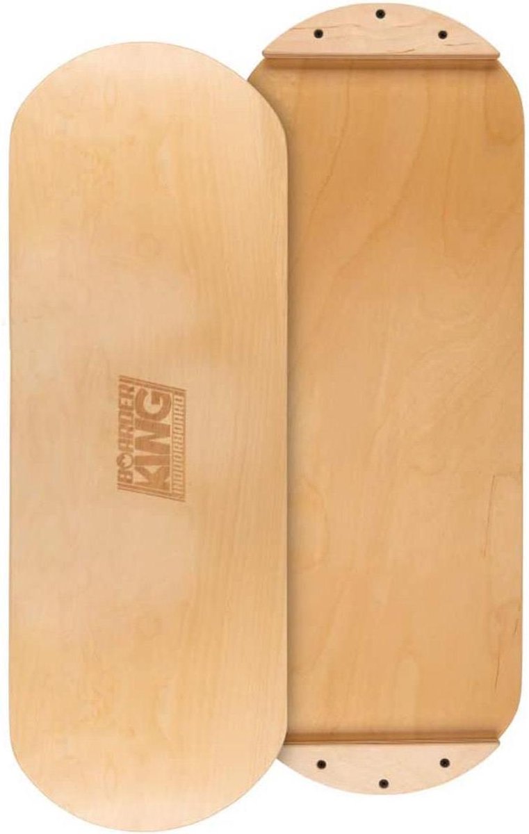 BoarderKING Indoorboard Classic balance board + mat + rol hout/kurk naturel