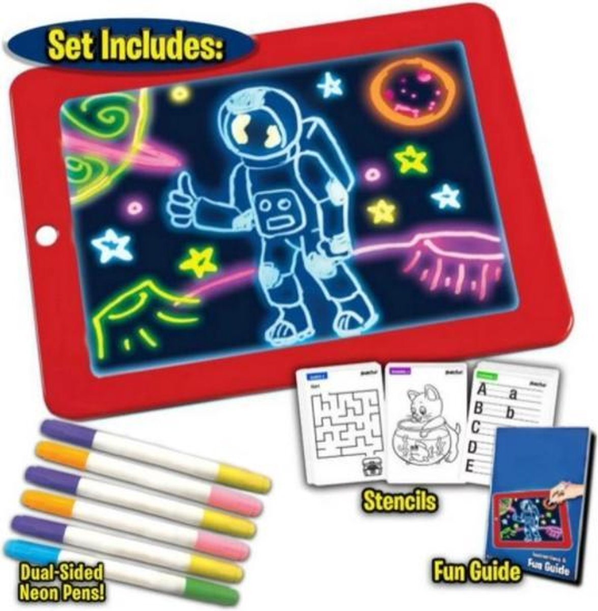 Magic Pad Kleuren met magie! Kleuren met licht LCD Schrijven Tekening Doodle Tablet Board Pad met Licht 6PCS Pennen 10PCS Grafische Kaarten - Magic Pad