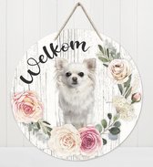 Welkom - Chihuahua Langhaar | Muurdecoratie - Bordje Hond