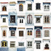 JJ-Art (Aluminium) | Historische oude Arabische, Moorse, Marokkaanse ramen | vierkant, Spanje, Marokko, collage, modern | Foto-Schilderij print op Dibond / Aluminium (metaal wanddecoratie) | 