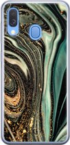 Samsung Galaxy A40 siliconen hoesje - Marble khaki - Soft Case Telefoonhoesje - Groen - Marmer