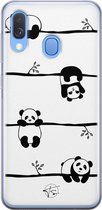 Samsung Galaxy A40 siliconen hoesje - Panda - Soft Case Telefoonhoesje - Zwart - Print