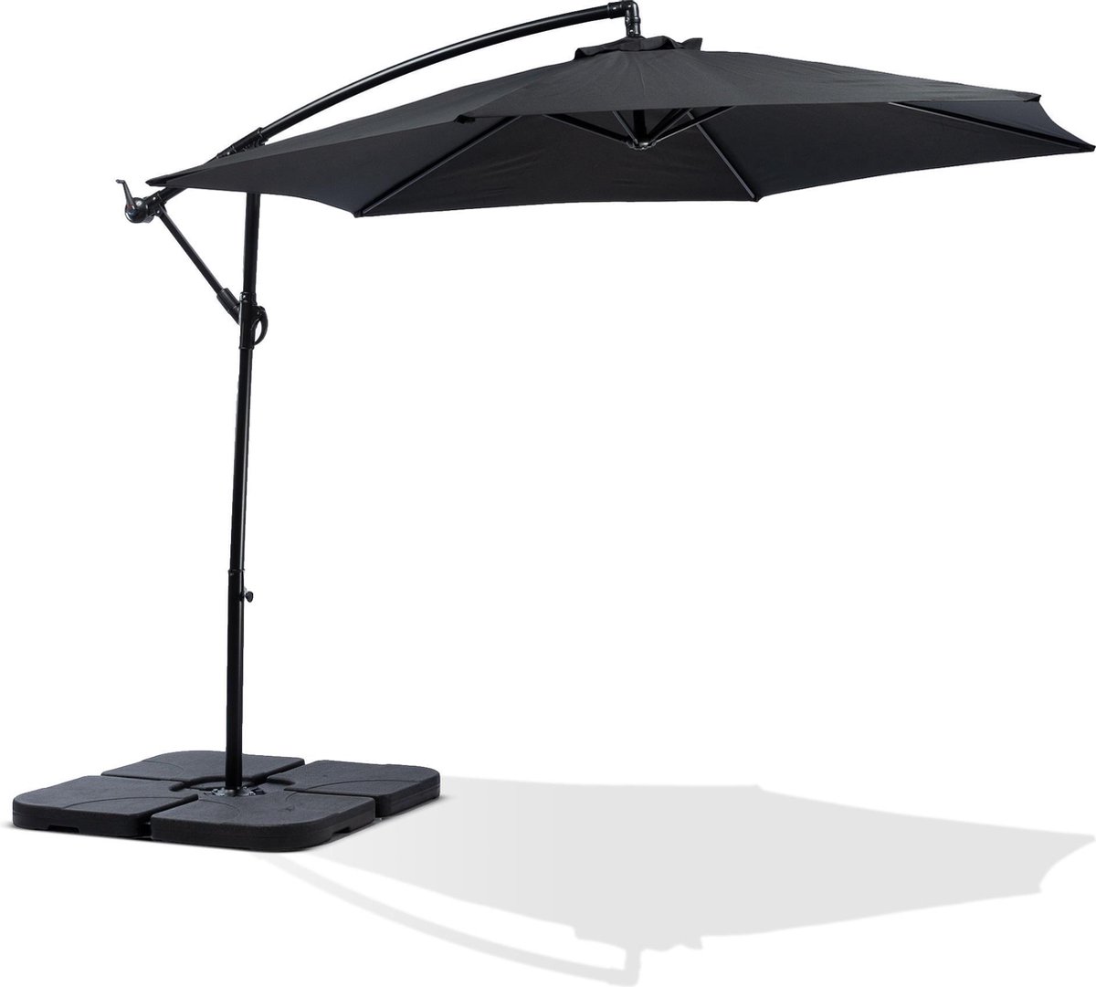 MaxxGarden Zweefparasol - 300 cm - Zwart - Inc. tegels
