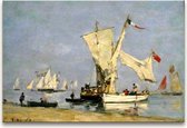 Handgeschilderd schilderij Olieverf op Canvas - Eugène Boudin - 'Le Havre'