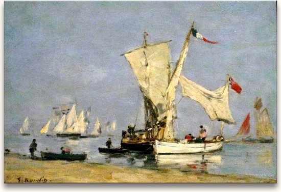 Handgeschilderd schilderij Olieverf op Canvas - Eugène Boudin - 'Le Havre'