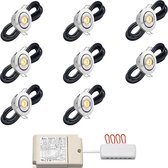 LED terrasoverkapping inbouwspot Toledo inclusief trafo - i.c.m. Somfy RTS / veranda / carport / serre / LED buitenverlichting / 3W / dimbaar / warmwit - set van 8 stuks