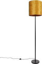 QAZQA simplo - Klassieke Vloerlamp | Staande Lamp met kap - 1 lichts - H 1840 mm - Zwart Goud - Woonkamer | Slaapkamer | Keuken