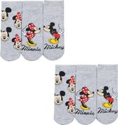 Disney Minnie Mickey Mouse sneaker sokken - 6 paar - grijs - maat 35/38