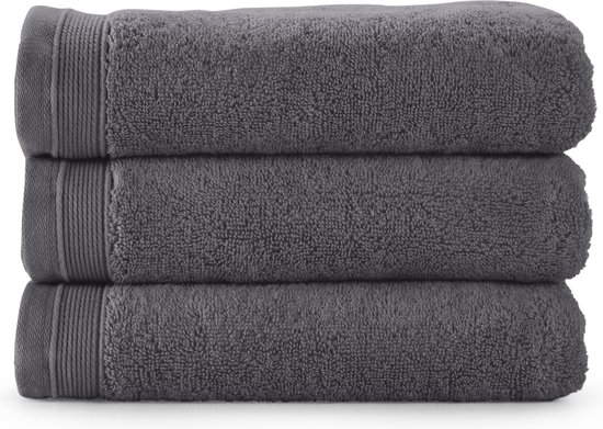 Bamatex Home Textiles - Collection Emotion - Serviette - 50 * 100 cm - GRIS FONCE - lot de 3 - Coton peigné Egée - 540 g / m2
