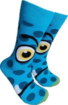 Verjaardag cadeautje - Monster Blauw sokken - Sokken - Leuke sokken - Vrolijke sokken - Luckyday Socks - Sokken met tekst - Aparte Sokken - Socks waar je Happy van wordt - Maat 36-