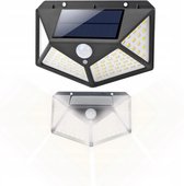 Solar Buitenlamp met Bewegingssensor - 100 LEDs - Wit Licht -Tuinverlichting op Zonneenergie - Buitenverlichting - Solar Wandlamp Buiten - Solar Licht - IP65 Waterdicht - Tuin/Wand/Oprit - Ze