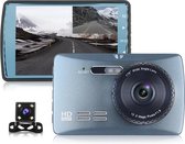 TechU™ Dashcam M16 Pro Dual Camera – 4.0 inch Scherm – Dashboardcamera – Full HD 1080p – Nachtvisie – Bewegingssensor – G-sensor – Loop Recording – Autocamera Voor én Achter - voor