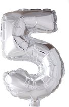 Wefiesta Folieballon Cijfer '5' 40 Cm Zilver