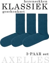 Herensokken, klassiek, effen, 3-PAAR geschenkset, denim blauw, maat 40-41