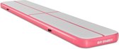 Gymrex Opblaasbare gymnastiekmat - 500 x 100 x 20 cm - 190 kg - grijs/roze