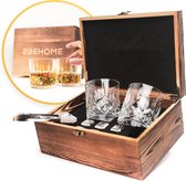2BEHOME® Whiskey set met 2 whiskey glazen en 6 whiskey stones - Whiskeyglazen - Whisky - Cadeau voor man