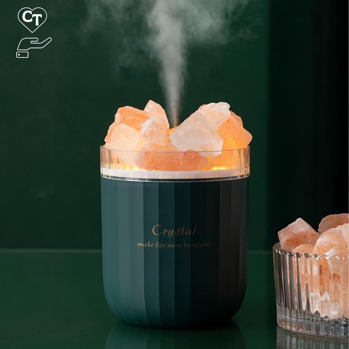 Luchtbevochtiger en Himalaya Zoutlamp Aroma Diffuser
