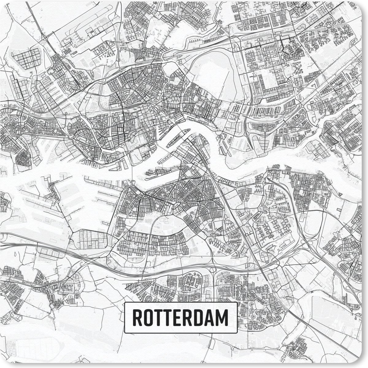 Muismat 20x20 cm - Mousepad Stadskaart Rotterdam - Muismatten