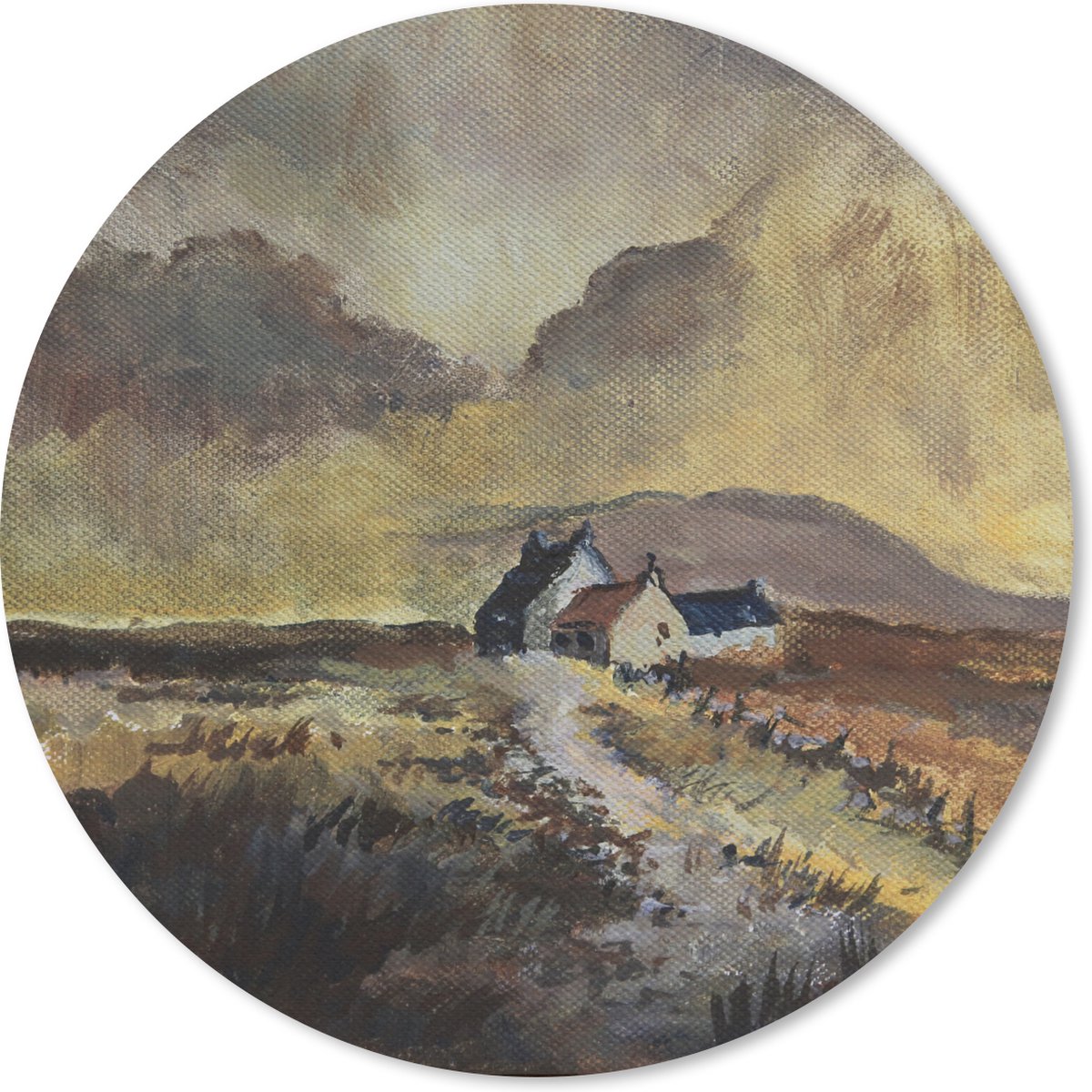 Muismat rond 30x30 cm - Mousepad Klein olieverfschilderij van Schotland - Ronde muismatten