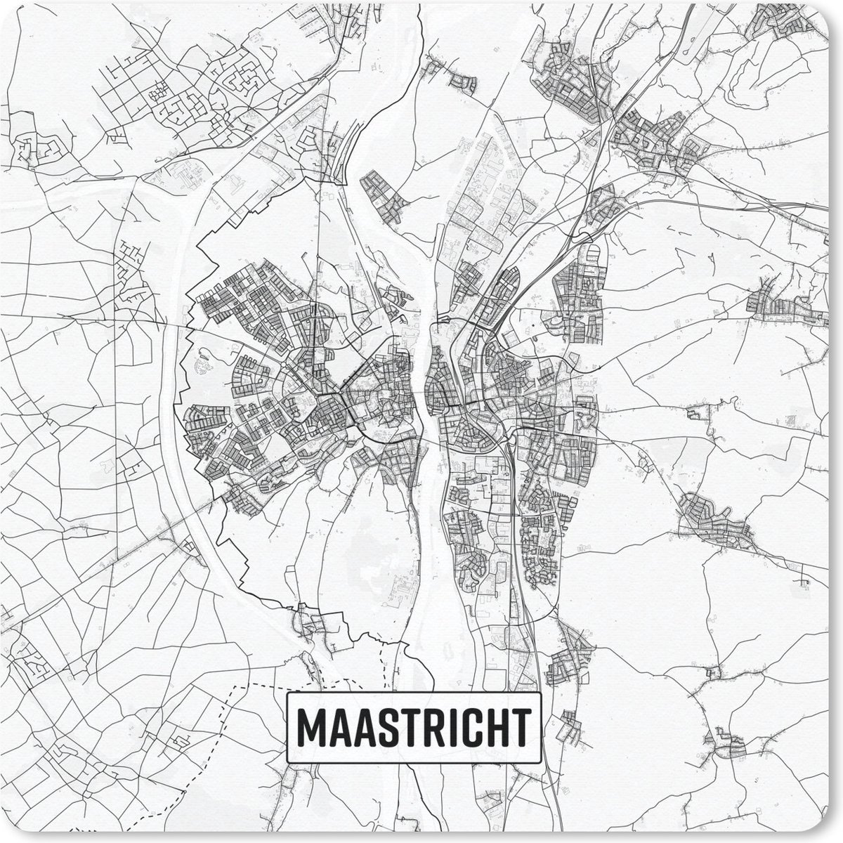 Muismat 20x20 cm - Mousepad Stadskaart Maastricht - Muismatten