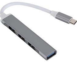 VK TECH USB-C naar USB-A 4 poorts hub – USB3.0 – busgevoed / Space grey – 0,10 meter – voor Mac – Macbook – iMac – Windows – PC – Laptop