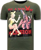 Stoere Heren T-shirt - The Playtoy Mansion - Groen