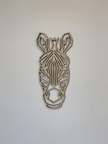 Houten Wanddecoratie Zebra - Abstract - Muurdecoratie - Decoratie Accessoires - Interieur - Woonaccessoires - Woonkamer - Schilderijen - Woon Decoratie - 23,5x50 cm - Decoratie - S