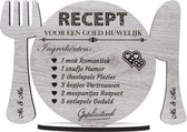 Recept huwelijk - kaart van hout - houten wenskaart - huwelijkscadeau Mr & Mrs - 17.5 x 25 cm
