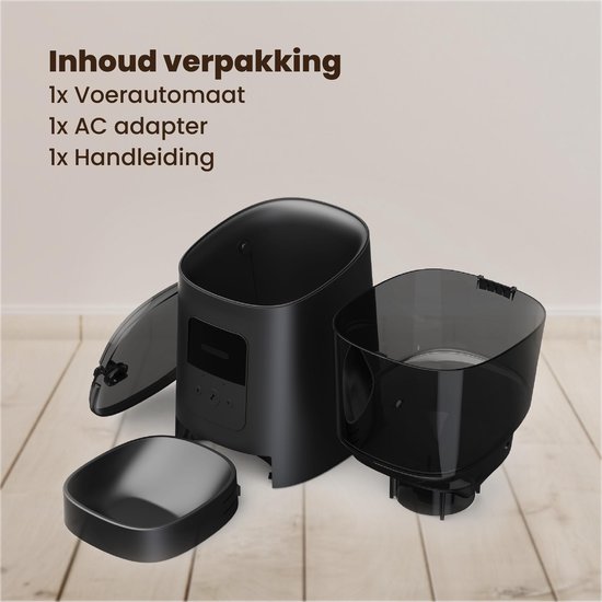 DKProducts.nl Automatische voerbak zwart - Voerautomaat met app - Smartphone Besturing - Voerinhoud 6 Liter - Voor Katten- en Hondenvoer - Droogvoer - Voedingsschema - WiFi - Automatische voerbak kat - Automatische voerbak - DKProducts