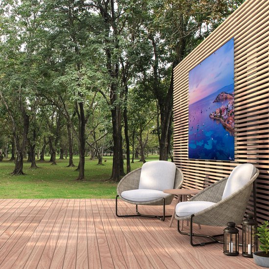 Gards Affiche de jardin Ibiza avec des Bateaux sur l' Water au lever du soleil - 150x120 cm - Toile de jardin - Décoration de jardin - Décoration murale extérieur - Tableau de jardin