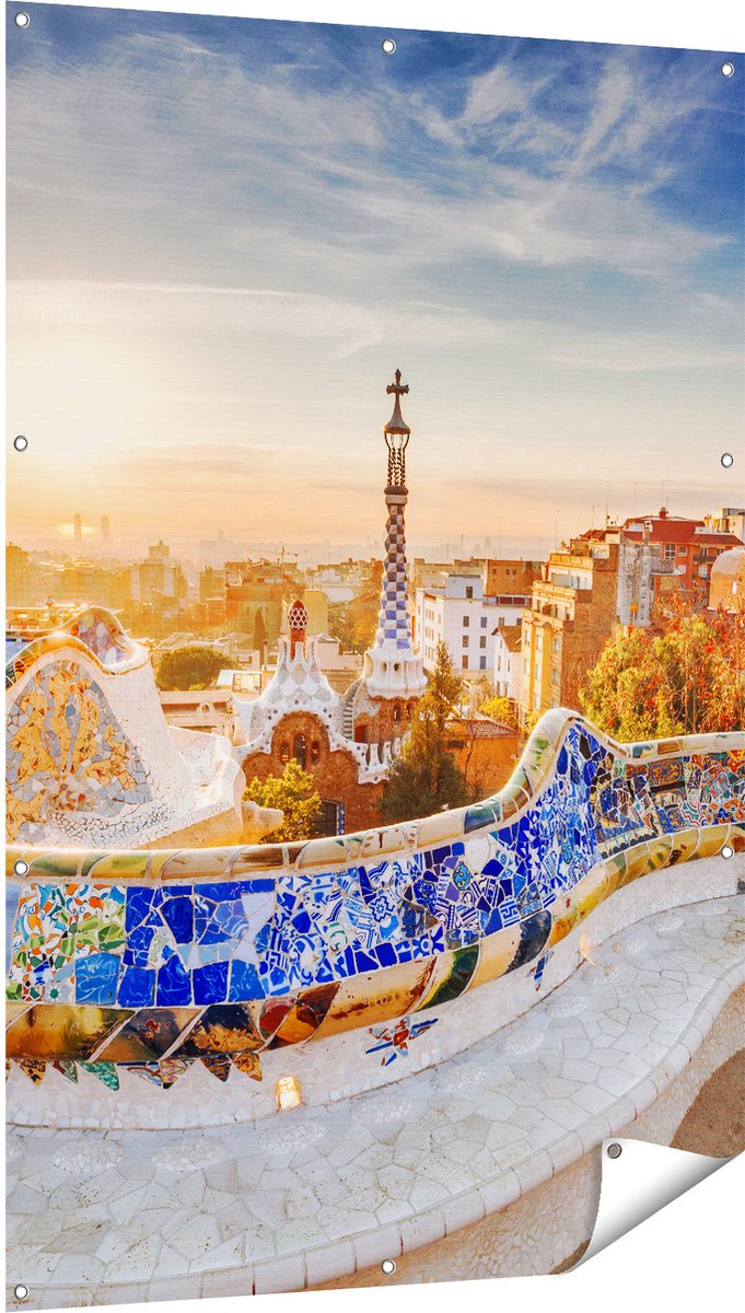 Gards Tuinposter Park G�ell in Barcelona - 100x150 cm - Tuindoek - Tuindecoratie - Wanddecoratie buiten - Tuinschilderij Multikleur
