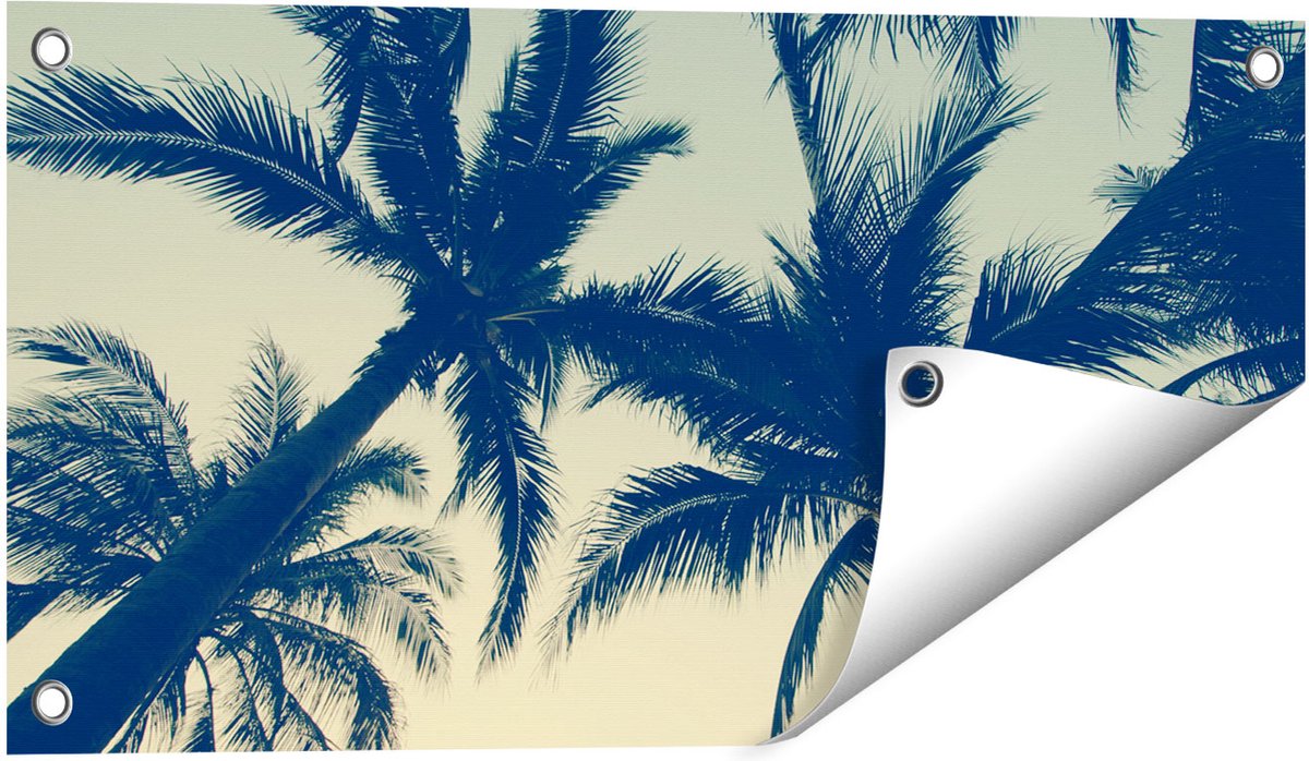 Gards Tuinposter Palmbomen Bladeren - 60x30 cm - Tuindoek - Tuindecoratie - Wanddecoratie buiten - Tuinschilderij Multikleur