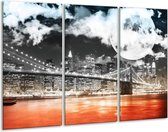 Glasschilderij Modern - Rood, Grijs, Zwart - 120x80cm 3Luik - Foto Op Glas - Geen Acrylglas Schilderij - GroepArt 6000+ Glas Art Collectie - Maatwerk Mogelijk