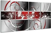 GroepArt - Glasschilderij - Modern - Grijs, Rood, Zwart - 160x80cm 4Luik - Foto Op Glas - Geen Acrylglas Schilderij - 6000+ Glasschilderijen Collectie - Wanddecoratie