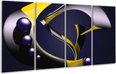 GroepArt - Glasschilderij - Modern - Geel, Grijs, Zwart - 160x80cm 4Luik - Foto Op Glas - Geen Acrylglas Schilderij - 6000+ Glasschilderijen Collectie - Wanddecoratie