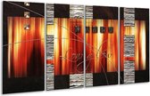 GroepArt - Glasschilderij - Modern - Oranje, Rood, Geel - 160x80cm 4Luik - Foto Op Glas - Geen Acrylglas Schilderij - 6000+ Glasschilderijen Collectie - Wanddecoratie