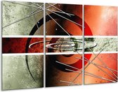 Glasschilderij Modern - Rood, Grijs, Wit - 120x80cm 3Luik - Foto Op Glas - Geen Acrylglas Schilderij - GroepArt 6000+ Glas Art Collectie - Maatwerk Mogelijk