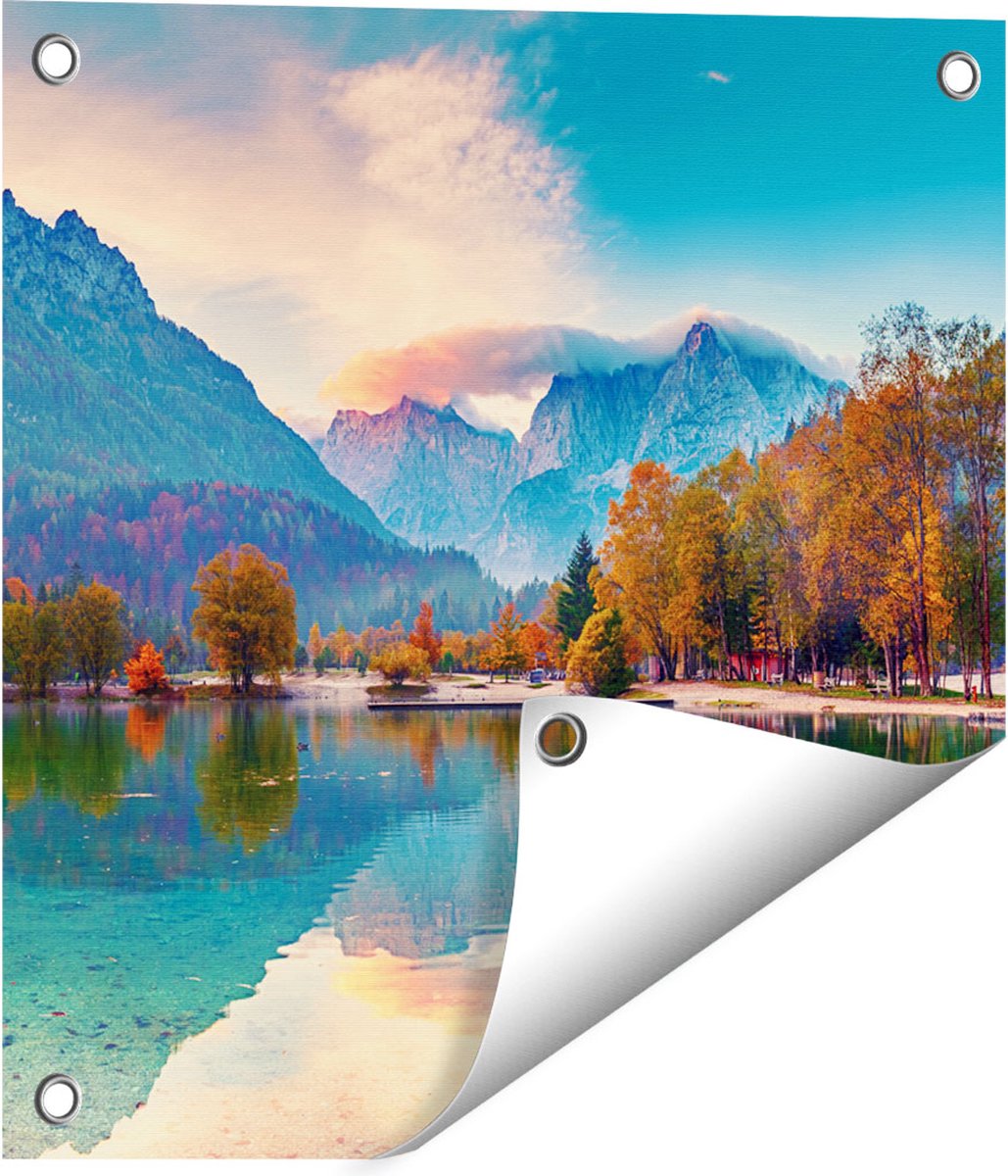 Gards Tuinposter Meer - 40x40 cm - Tuindoek - Tuindecoratie - Wanddecoratie buiten - Tuinschilderij Multikleur