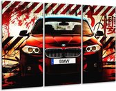 GroepArt - Schilderij -  BMW - Zwart, Rood, Wit - 120x80cm 3Luik - 6000+ Schilderijen 0p Canvas Art Collectie