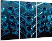 GroepArt - Schilderij -  Abstract - Blauw, Zwart, Wit - 120x80cm 3Luik - 6000+ Schilderijen 0p Canvas Art Collectie