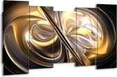 GroepArt - Canvas Schilderij - Abstract - Goud, Zilver, Geel - 150x80cm 5Luik- Groot Collectie Schilderijen Op Canvas En Wanddecoraties